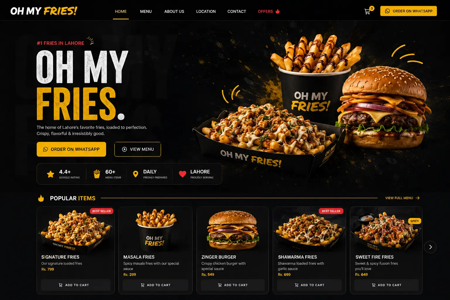 Oh My Fries App - Mobile App · Quick Service Dining